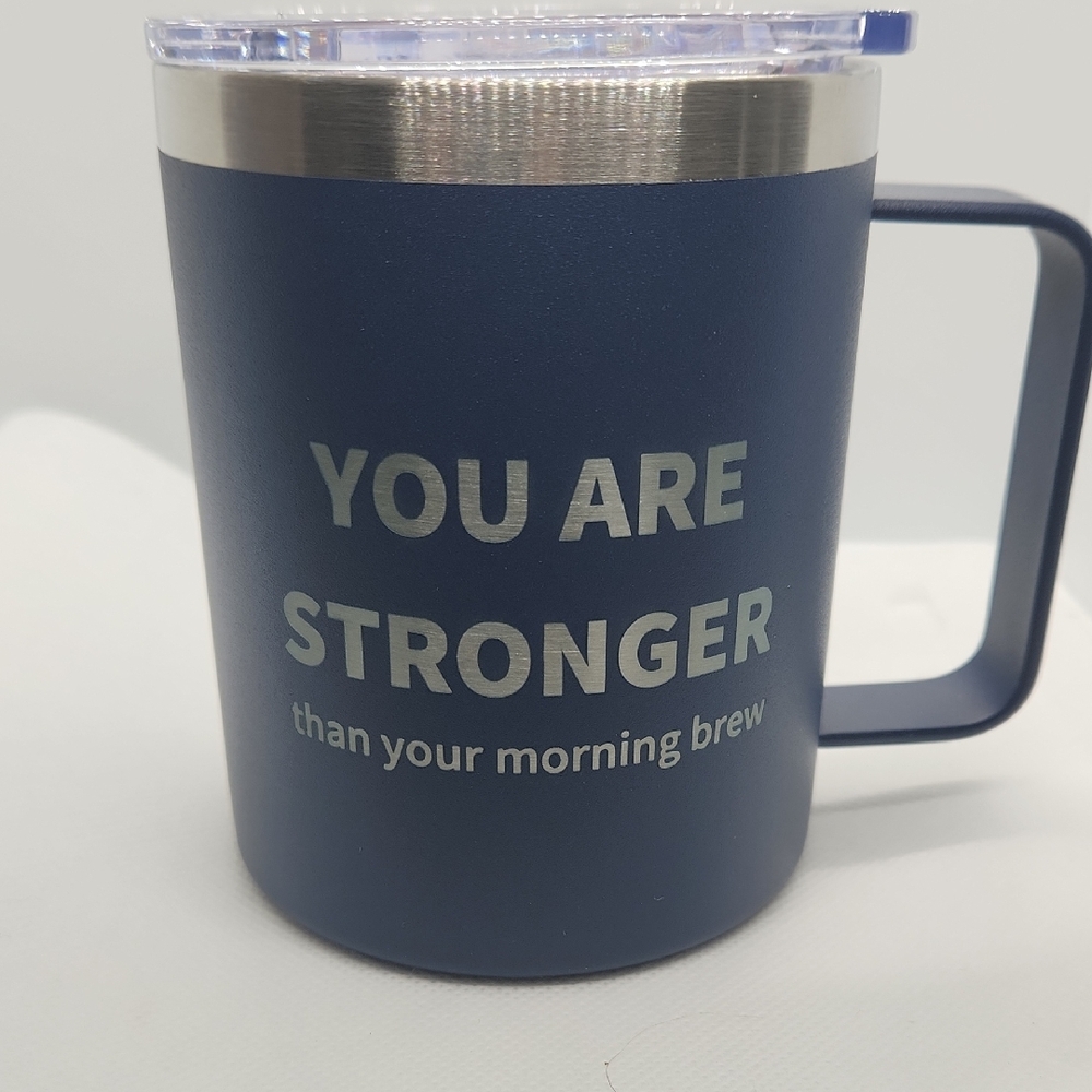 Blue Insulated Mug with Motivational Quote